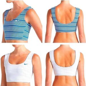 Nike Sport Mesh Reversible midkini Sporty Bikini Swim top  Blue & White size Xl